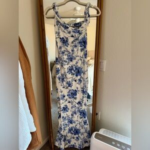 Floral Blue and White Maxi Dress